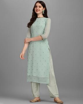 embellished straight kurta set