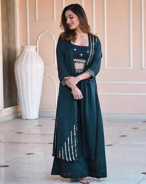 embellished straight kurta set