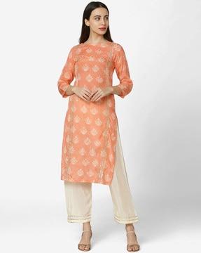 embellished straight kurta set