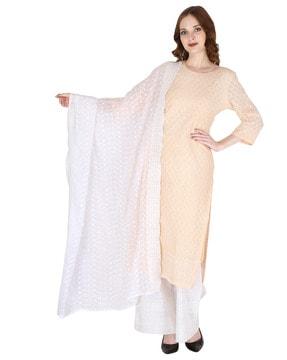 embellished straight kurta with palazzos & dupatta