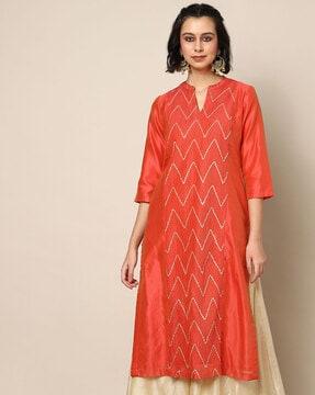 embellished straight kurta