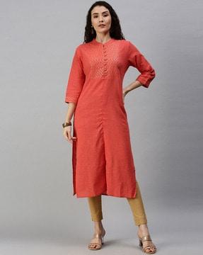 embellished straight kurta