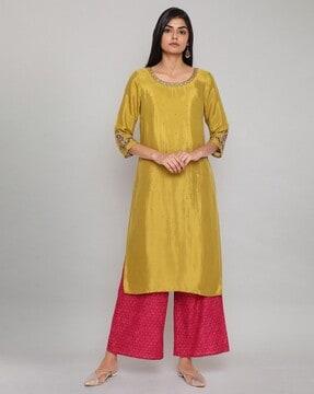 embellished straight kurta