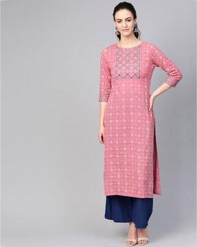 embellished straight kurta