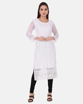 embellished straight kurta