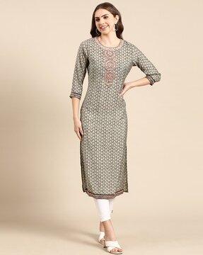 embellished straight kurta