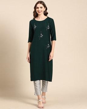 embellished straight kurta