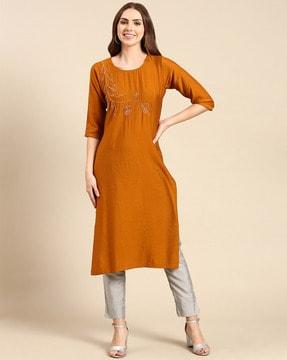 embellished straight kurta