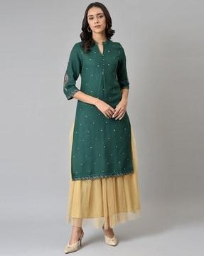 embellished straight kurta