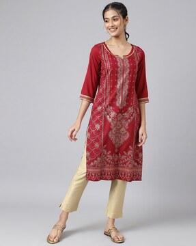 embellished straight kurta