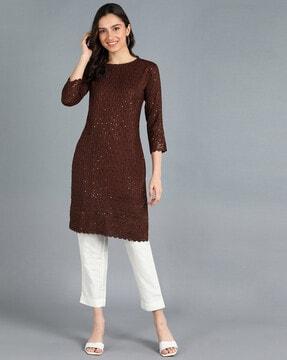 embellished straight kurta