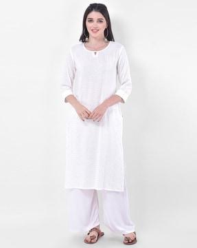 embellished straight kurta