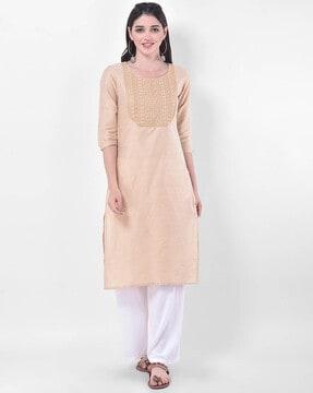 embellished straight kurta