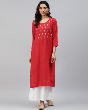 embellished straight kurta