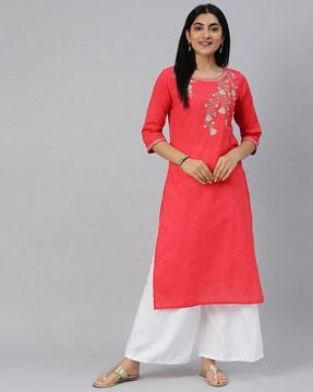 embellished straight kurta