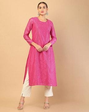 embellished straight kurta