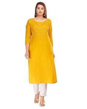 embellished straight kurta