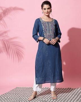 embellished straight kurta