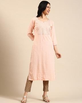 embellished straight kurta