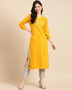 embellished straight kurta