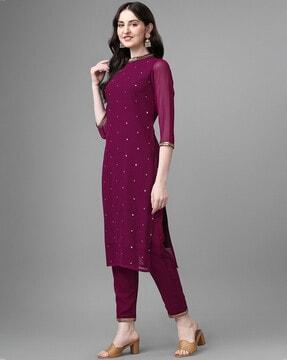 embellished straight kurta