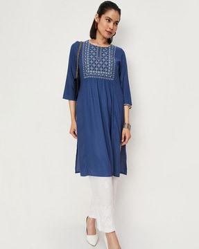 embellished straight kurta