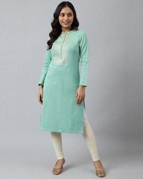 embellished straight kurta