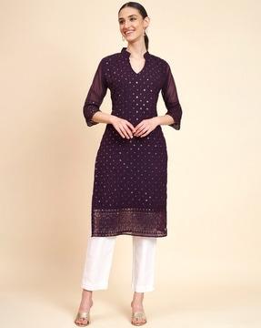 embellished straight kurta