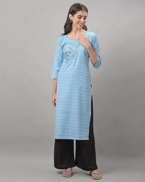 embellished straight kurta