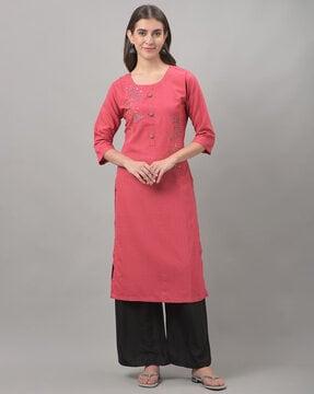 embellished straight kurta