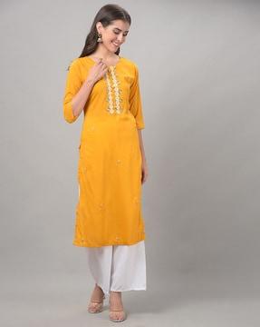 embellished straight kurta