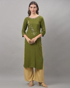 embellished straight kurta