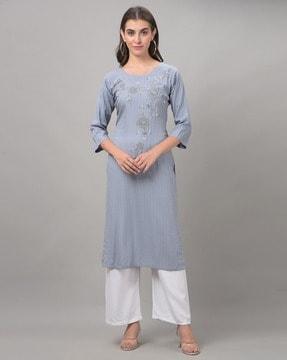 embellished straight kurta