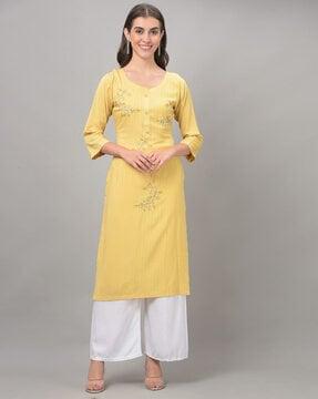 embellished straight kurta