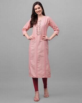 embellished straight kurta