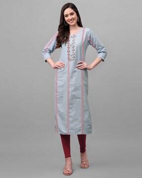 embellished straight kurta