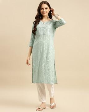 embellished straight kurta