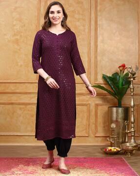 embellished straight kurta