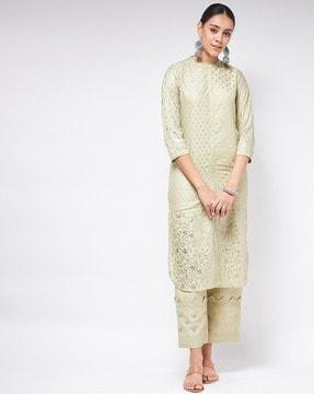 embellished straight kurta