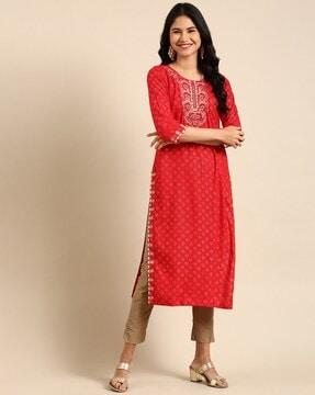 embellished straight kurta