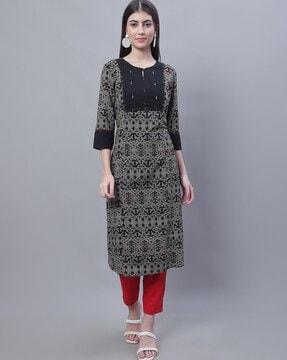 embellished straight kurti