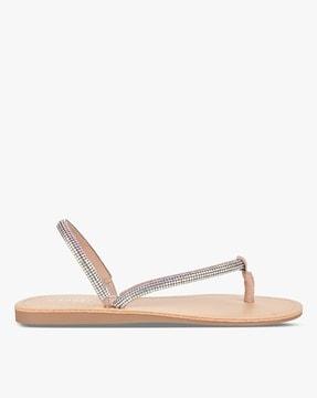 embellished strap flat sandals