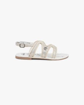 embellished strappy sandals with buckle fastening