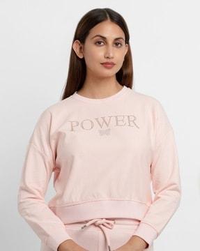 embellished sweatshirt with drop shoulders