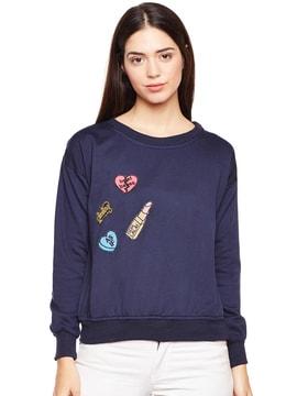 embellished sweatshirt with full-sleeves