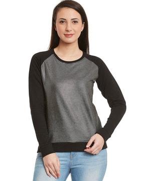 embellished sweatshirt with raglan sleeves