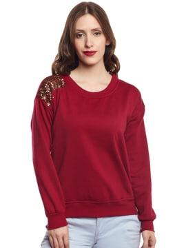 embellished sweatshirt with round-neck