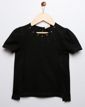 embellished t-shirt with step-hem