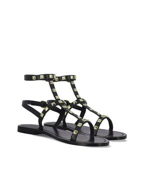 embellished t-strap flat sandals