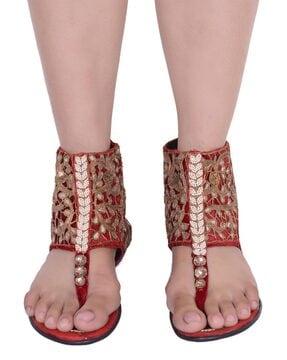 embellished t-strap sandals